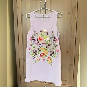 Tristan embroidered floral purple lilac short dress